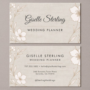 Tarjeta De Visita Planificador de Bodas Lino Floral Botánico