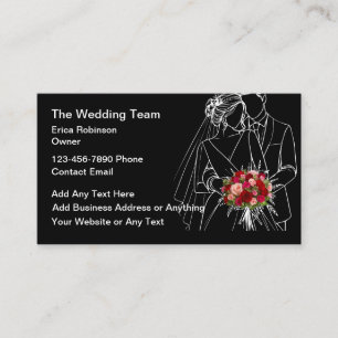 Tarjeta De Visita Planificador de Bodas Novia Novio Flores Tema