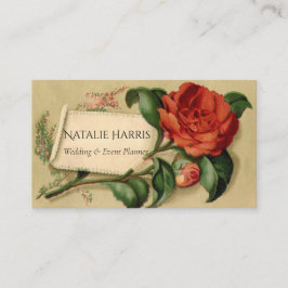 Tarjeta De Visita Planificador de bodas Vintage Magnolia Roja Victor
