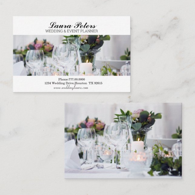 Tarjeta De Visita Planificador de bodas y eventos elegante (Anverso / Reverso)