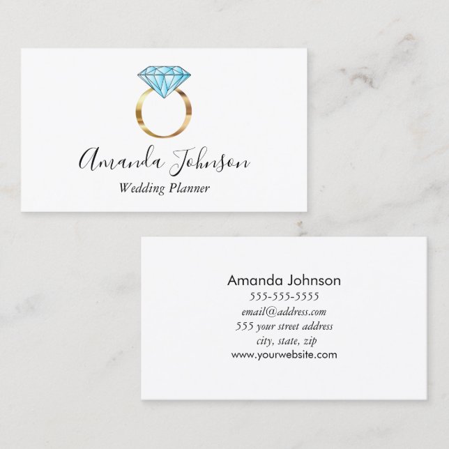 Tarjeta De Visita Planificador de casamiento de anillo de diamantes (Anverso / Reverso)
