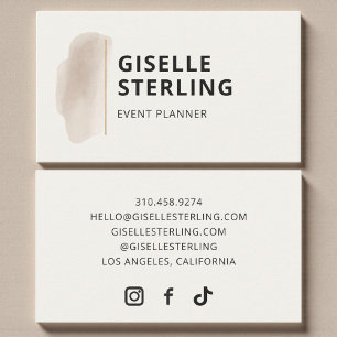 Tarjeta De Visita Planificador de Eventos Acuarela Beige Neutro