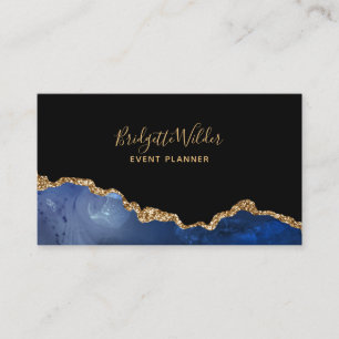 Tarjeta De Visita Planificador de eventos Agate Purpurina de Oro Neg