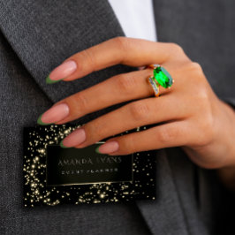 Tarjeta De Visita Planificador de eventos Black Frame Stars Gold Spa