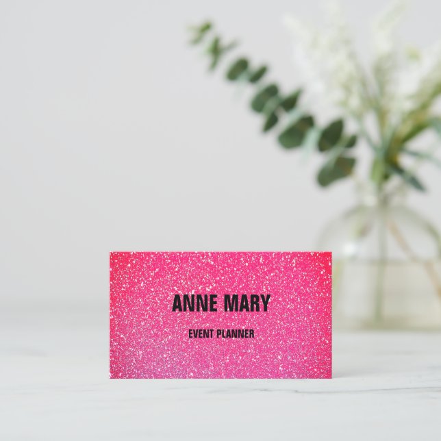 Tarjeta De Visita Planificador de eventos Boda de Purpurina rojo ros (Anverso de pie)