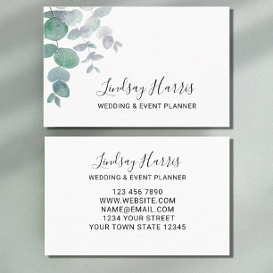 Tarjeta De Visita Planificador de eventos boda Eucalyptus Greenery