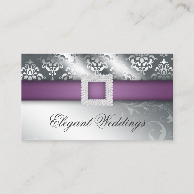Tarjeta De Visita Planificador de eventos boda Jewel Purple Silver (Anverso)