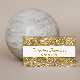 Tarjeta De Visita Planificador de Eventos Brillo Glam Chic Dorado Fa