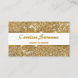 Tarjeta De Visita Planificador de Eventos Brillo Glam Chic Dorado Fa