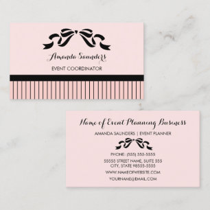Tarjeta De Visita Planificador de Eventos Chic Parisino Rosa Rayas d
