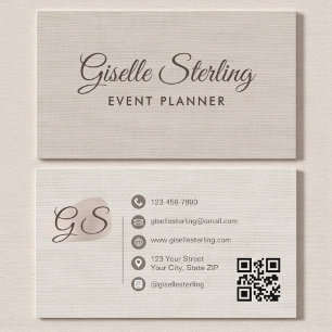 Tarjeta De Visita Planificador de Eventos Código QR Elegante Moderno