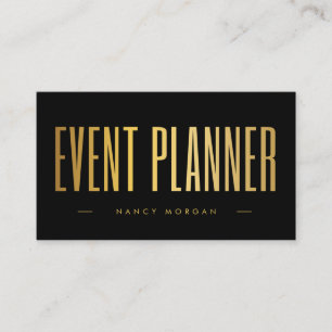 Tarjeta De Visita Planificador de Eventos Código Qr Logo Negro y Dor