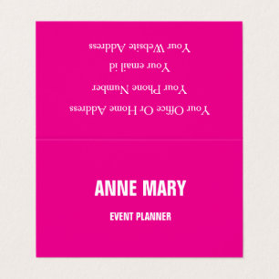 Tarjeta De Visita Planificador de Eventos Colorido Rosa Fucsia Femen