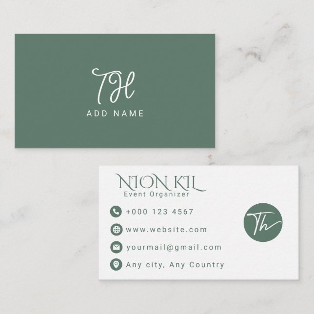 Tarjeta De Visita Planificador de Eventos con Elegante Letra Script  (Anverso / Reverso)