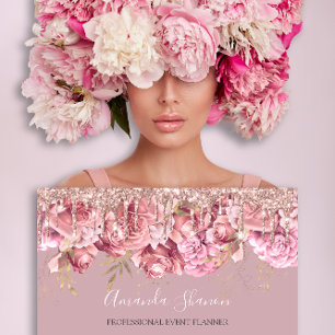 Tarjeta De Visita Planificador de eventos con logotipo de flores de