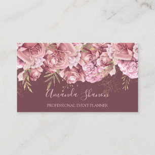 Tarjeta De Visita Planificador de eventos con logotipo de flores ros