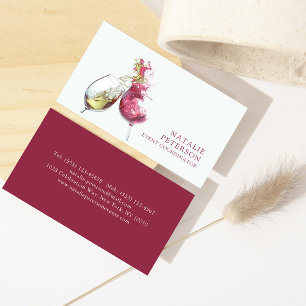 Tarjeta De Visita Planificador de Eventos de Baile de Vino Elegante