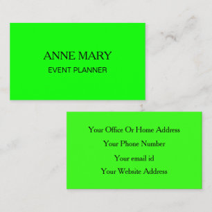 Tarjeta De Visita Planificador de Eventos de Boda Colorido Verde Neo