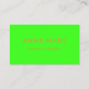 Tarjeta De Visita Planificador de Eventos de Boda Elegante Neon Verd