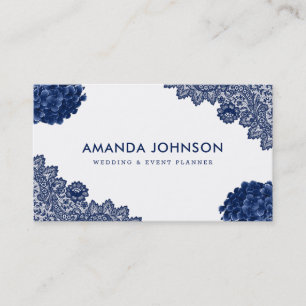 Tarjeta De Visita Planificador de eventos de Boda floral de Blue Lac