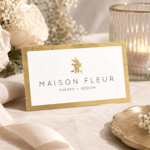Tarjeta De Visita Planificador de Eventos de Boda Floral de Oro de L