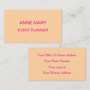 Tarjeta De Visita Planificador de Eventos de Boda Naranja Rosa Calie