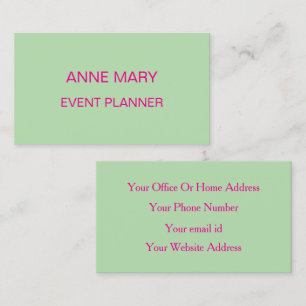 Tarjeta De Visita Planificador de Eventos de Boda Rosa Caliente Verd