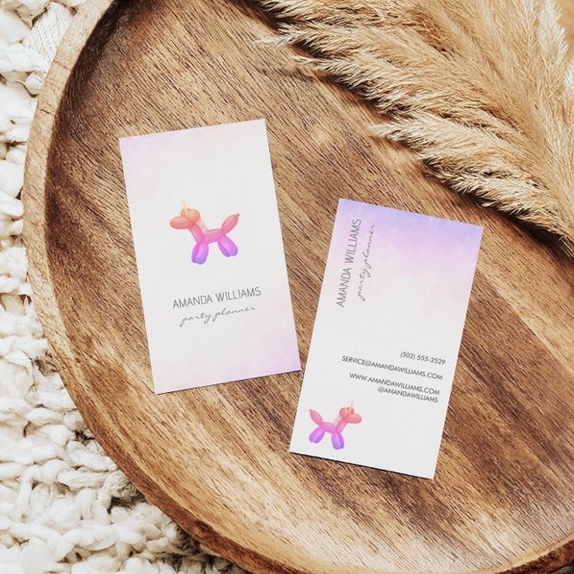 Tarjeta De Visita Planificador de eventos de Fiesta animal con globo (Subido por el creador)