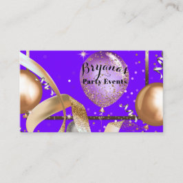 Tarjeta De Visita Planificador de Eventos de Fiesta con Globos Dorad