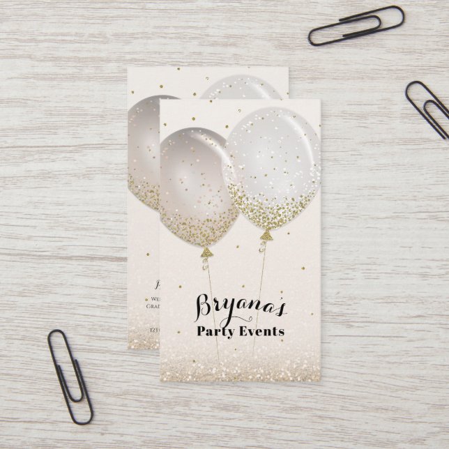 Tarjeta De Visita Planificador de Eventos de Fiesta de Rosa Dorado y (Anverso/Reverso In Situ)