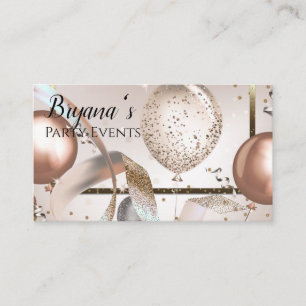 Tarjeta De Visita Planificador de eventos de Fiesta Rosa de oro y gl