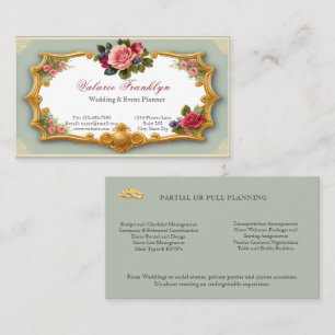 Tarjeta De Visita Planificador de eventos de filigrana de oro de ros