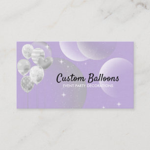 Tarjeta De Visita Planificador de Eventos de Globos de Lila Púrpura
