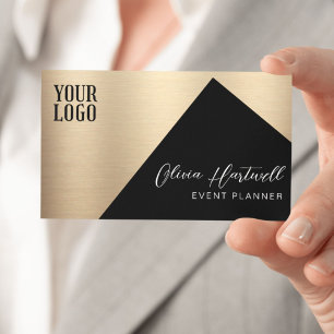 Tarjeta De Visita Planificador de eventos de lujo negro y oro