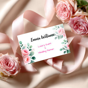 Tarjeta De Visita Planificador de eventos de moda Rubor Rosa y Eucal