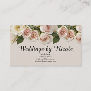 Tarjeta De Visita Planificador de eventos de Rosas marfileños y Rubo