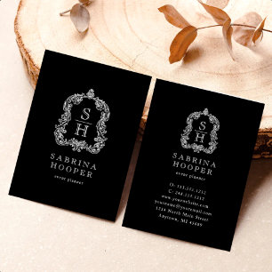 Tarjeta De Visita Planificador de Eventos Elegante Cresta Monograma 