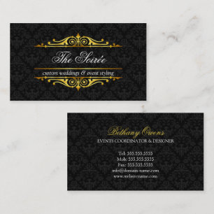 Tarjeta De Visita Planificador de Eventos Filigrana y Damasco