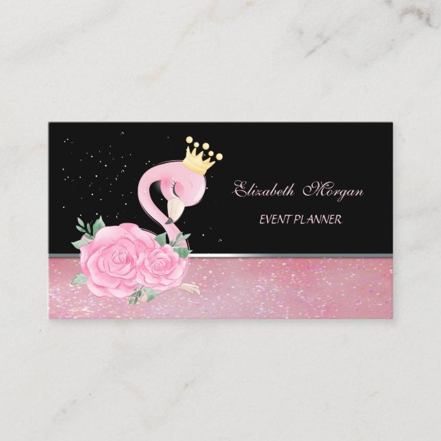 Tarjeta De Visita Planificador de Eventos Flamingo Bebé (Anverso)