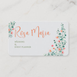 Tarjeta De Visita Planificador de Eventos Floral Acuarela Femenino B