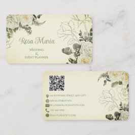 Tarjeta De Visita Planificador de Eventos Floral Acuarela Femenino B
