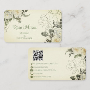 Tarjeta De Visita Planificador de Eventos Floral Acuarela Femenino B
