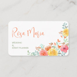 Tarjeta De Visita Planificador de Eventos Florales Acuarela Femenina