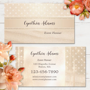 Tarjeta De Visita Planificador de Eventos Glitter Gold Sandy Sparkle