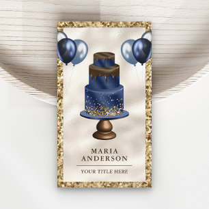 Tarjeta De Visita Planificador de eventos globos de pastel azul mari