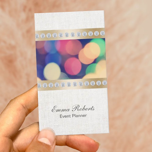 Tarjeta De Visita Planificador de eventos Gold & Diamond Stripes Clá (Subido por el creador)