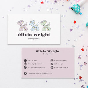 Tarjeta De Visita Planificador de Eventos Infantiles Perros de Globo