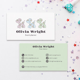 Tarjeta De Visita Planificador de Eventos Infantiles Perros de Globo