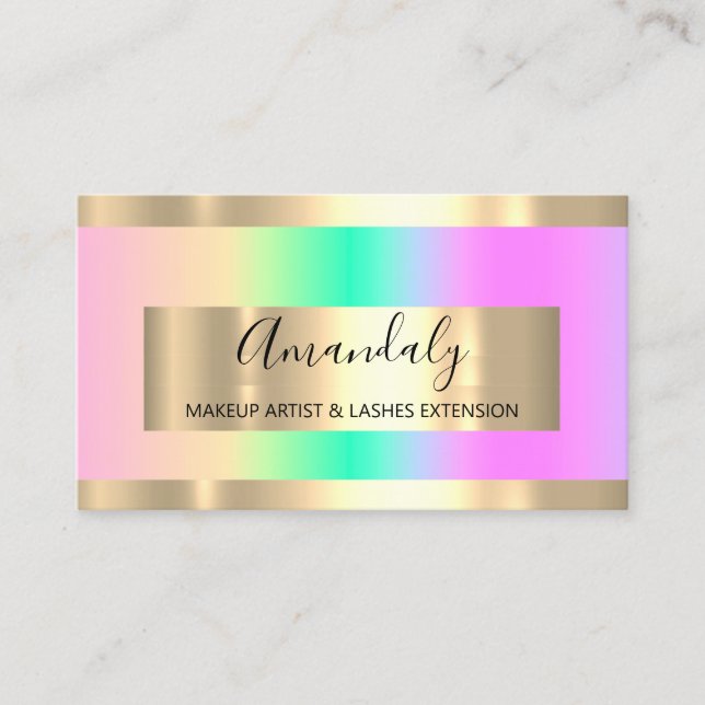 Tarjeta De Visita Planificador de eventos marco dorado Ombre Pastel (Anverso)