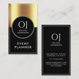 Tarjeta De Visita Planificador de Eventos Metálico Dorado Personaliz